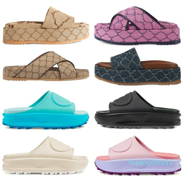 

2023 boots designer women platform sandals womens interlocking g sandal foam rubber slippers, Black