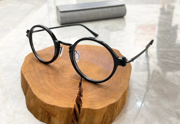 

rlt5866 optical eyeglasses for men women retro style anti-blue light lens titanium frame glasses with box, White;black