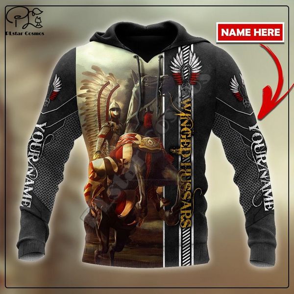 Plstar Cosmos polonês alado Hussar Cavalier tatuagem Nome personalizado Tracksuit 3dprint homens homens harajuku alojamento casual A12 220704