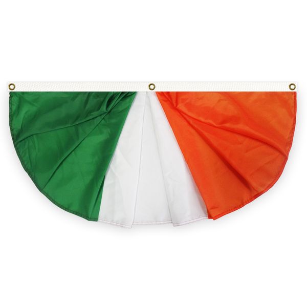 

ireland pleated fan flag bunting 1.5x3 ft premium polyester banner with three brass grommets for indoor outdoor decoration