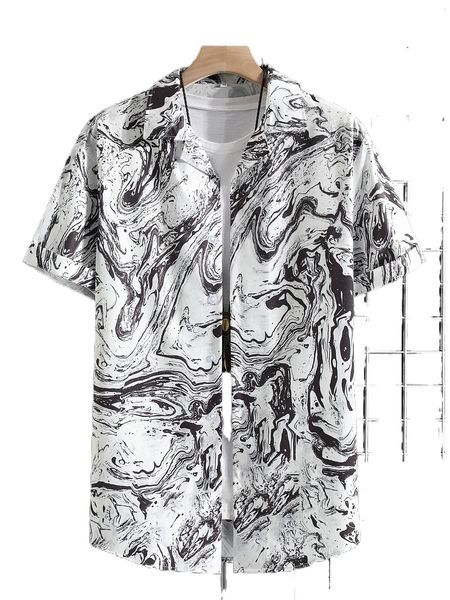 

men random marble print shirt without tee y8pg#, White;black