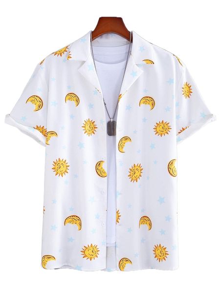 

men random sun and moon print shirt without tee g0ki#, White;black