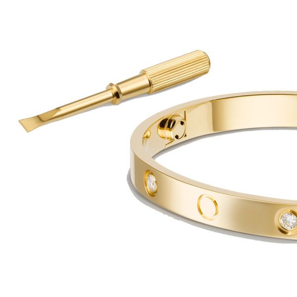 Love bangle bracelete con cacciavite designer gioielli Gold Rose Platinum bangles 4 diamanti 6.1mm bracciali regalo di nozze Titanium Steel Never Fade Not Allergic