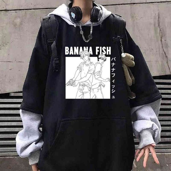 Anime Banana Fish Ash Lynx Stampato con cappuccio Harajuku Casual manica lunga Sudaderas Con Capucha