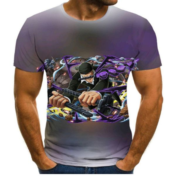 

graphic t-shirt 3d men's t-shirt summer harajuku round neck shirt anime boys clothing plus size streetwear2022, Black;green
