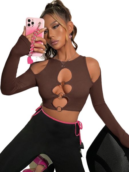 

o-ring cut out crop tee n8fz#, White