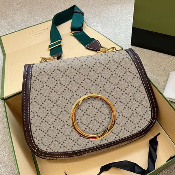 

blondie circular crossbody bag women handbag flip messenger handbags classic letter print canvas shoulder strap red green stripes zipper wal