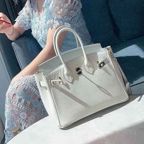 

df chao brand h women's 2022 new solid color lychee pattern leather platinum handbag messenger shoulder logo kellybag birkingbag factor