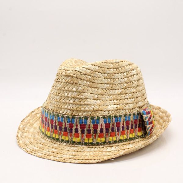 

natural straw braid cap summer straw-braid color decorative belt sun block hat seaside holiday hats, Blue;gray