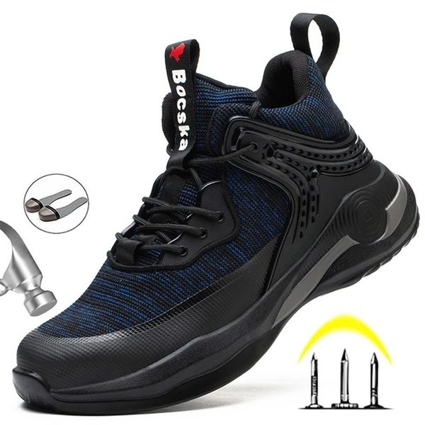 

lightweight breathable men boots steel toe cap safety shoes indestructible work boots men steel toe shoes winter boots 210315, Black;brown