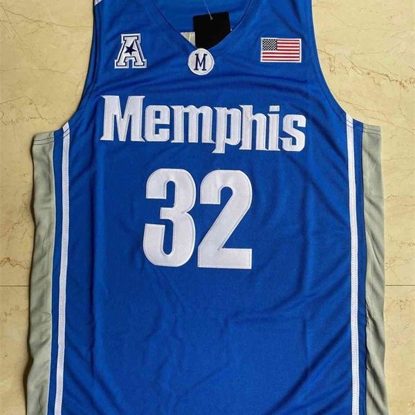 Xflsp NCAA Memphi Tigers 32 James Wiseman College Stitched Basketball University maglie da uomo blu grigio nero