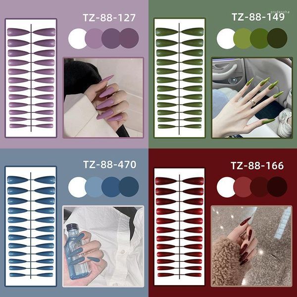 False Nails Art Unghie a punta Patch per il viso luminoso europeo e americano Prodotto finito falso Indossare strumenti di miglioramento Prud22