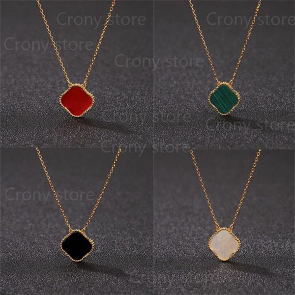 

classic 6 color four leaf clover necklaces pendants mother-of-pearl stainless steel plated 18k for women&girls engagement jewelry 281h, Silver