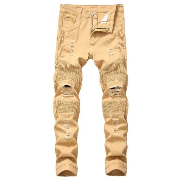 

men's jeans 2022 fashion mens cotton ripped hole casual slim skinny biker men trousers male street hip hop denim pants, Blue