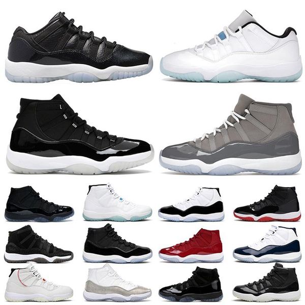 

cool grey animal instinct high 11 11s basketball shoes concord 45 bred jubilee cap and gown white metallic silver low rose gold mens sneaker, Black