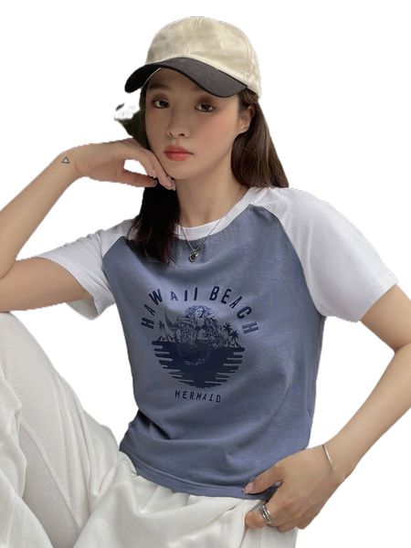 

dazy letter & wave graphic raglan sleeve tee a5mm#, White