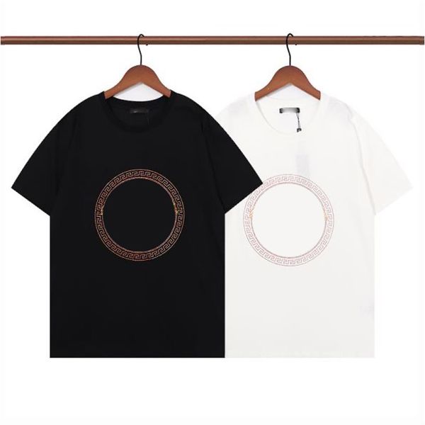 

2022 new double yarn fabric ironing drill process designer fashion men's and women's t-shirt short sleeve black white s-xxl