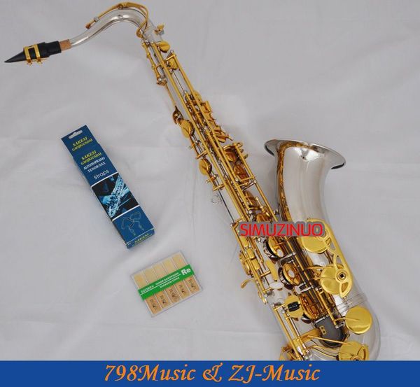 

professional silver gold tenor saxophone high f# sax with case metal mouthpiece