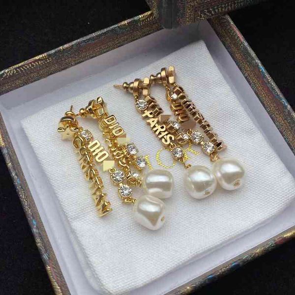 

2022 factory wholesale new dijia new diamond tassel pearl earrings female star silver needle earrings t9f2, Golden