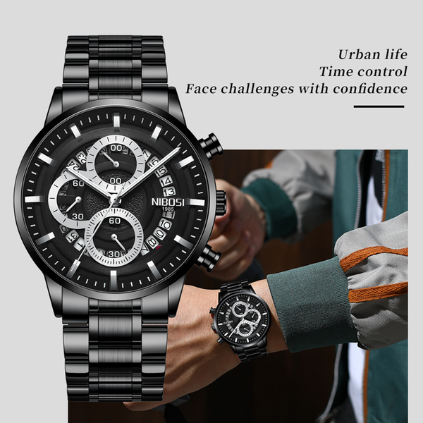 

nibosi fashion mens stainless steel watches luxury men business calendar quartz wrist watch man clock montre relogio masculino