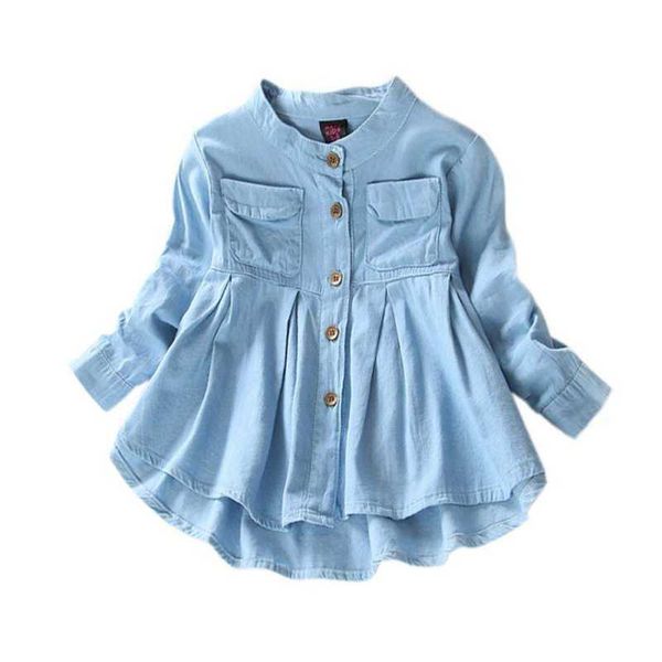 

denim girl blouses clothing autumn baby girls jeans shirts solid jean children kids long sleeve mandarin collar fashion full, White;black