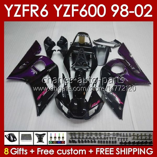 Yamaha için Fairings Kit 600 CC YZF-600 YZF R6 R 6 98-02 Vücut 145No.142 YZF600 600cc Cowling YZF-R6 1999 2000 2001 2002 YZFR6 98 99 00 01 02 OEM BÜYÜCÜ KOYU BÜYÜCÜ