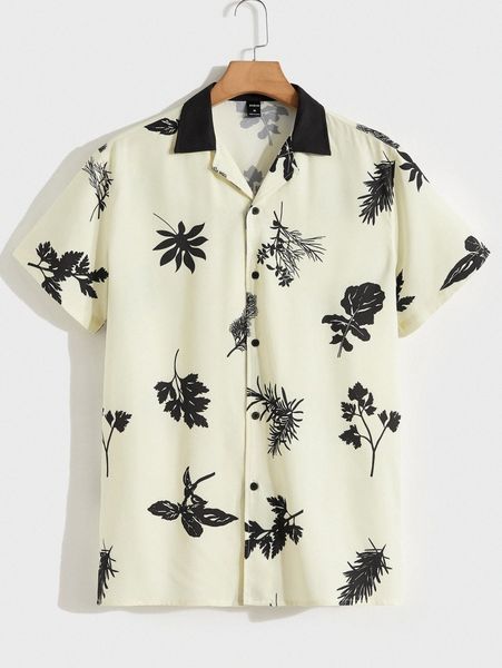 

men plants contrast collar shirt 35gx#, White;black