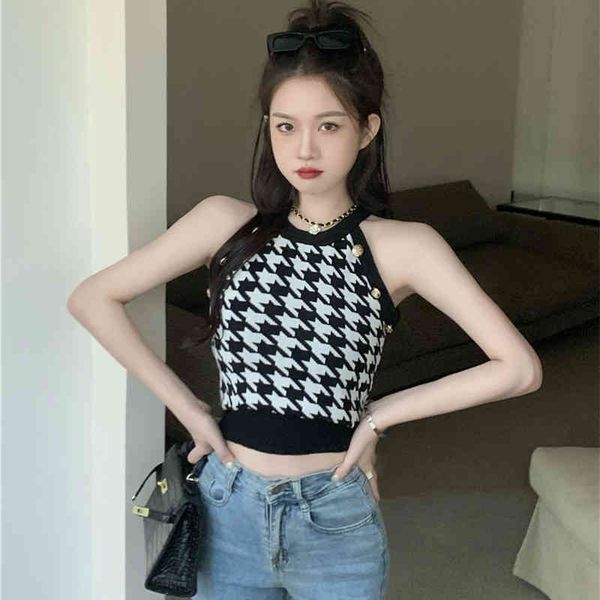 

girls' spring summer neck sleeveless lattice summer new fashion casual slim women's simple and comfortable all-match vest, White