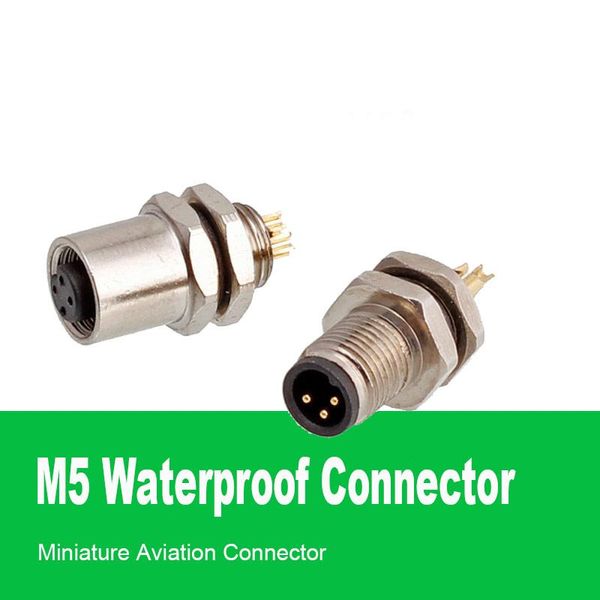 Anderes Beleuchtungszubehör Wasserdichter Löt-M5-3-Pin-4-Pin-Stecker Männlich Weiblich Panel-Buchse Hochpräzises Instrument Micro-Adapter-Buchse