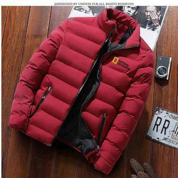 Masculino da marca de parkas casaco de inverno parker pesado zíper grosso outono de colarinho sólido windbreaker kare22