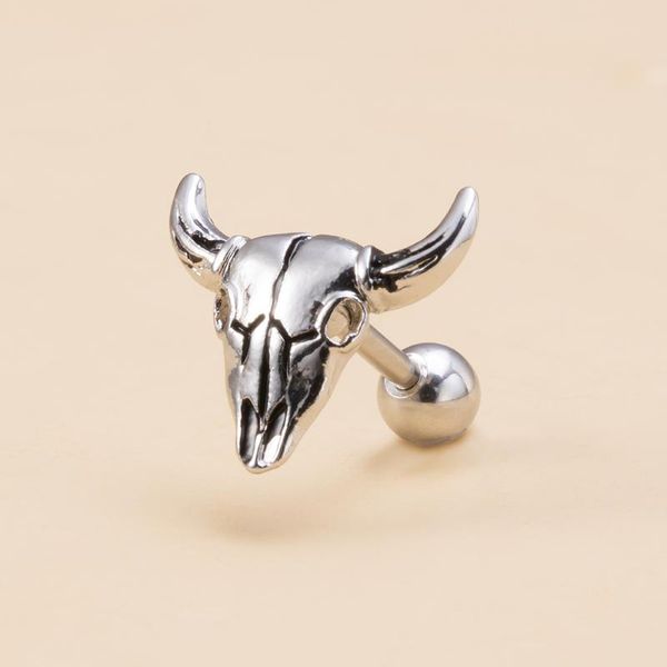 

stud 1pc copper bull skull barbell piercings earrings conch cartilage tragus earring for women piercing jewelry 16g, Golden;silver