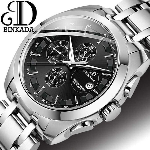 

men's watch fashion fully automatic mechanical waterproof large dial watch, Slivery;brown