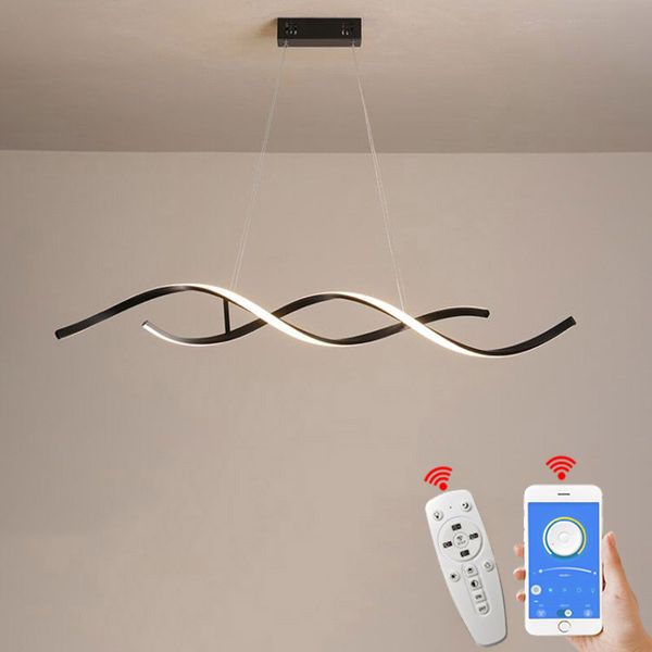 L￢mpada pendente de LED moderna para sala de jantar Bar Cozinha RC Dimmable RC com acess￳rios de aplicativos