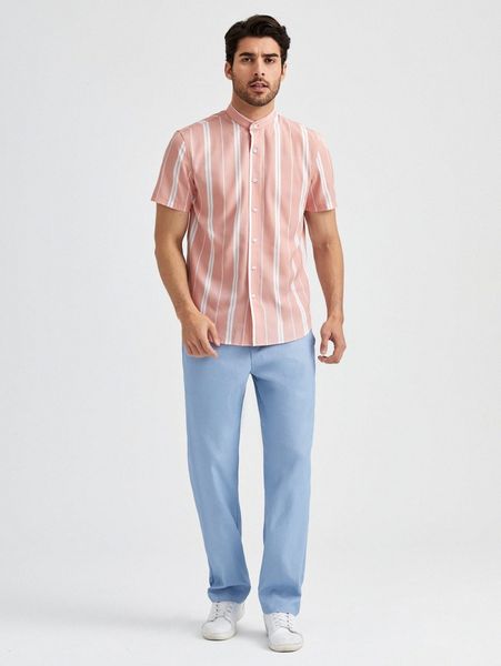 

men striped shirt and pants set d1by#, Gray