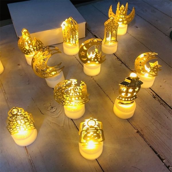 Decoração do Ramadã da Lua Growlowing para casa Led Eid Mubarak Ornament Candle Light Islam Festival Anniversary Decor Eid Aladha 220815