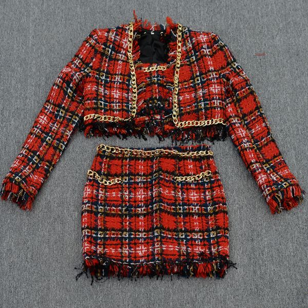 

424 2022 summer brand same style two pieces sets button long sleeve red fashion womens clothes oulaidi, White