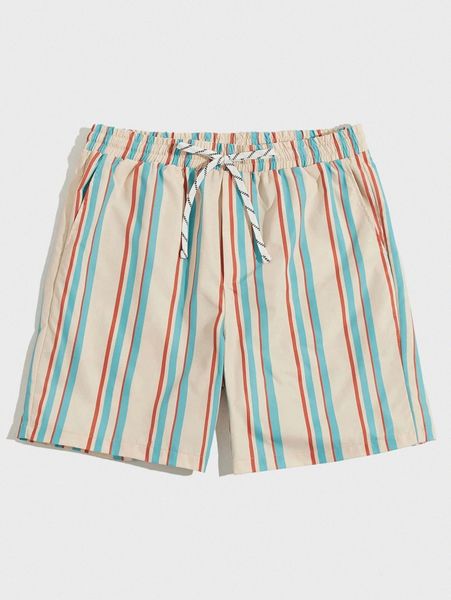 

men drawstring waist striped shorts a6wj#, White;black