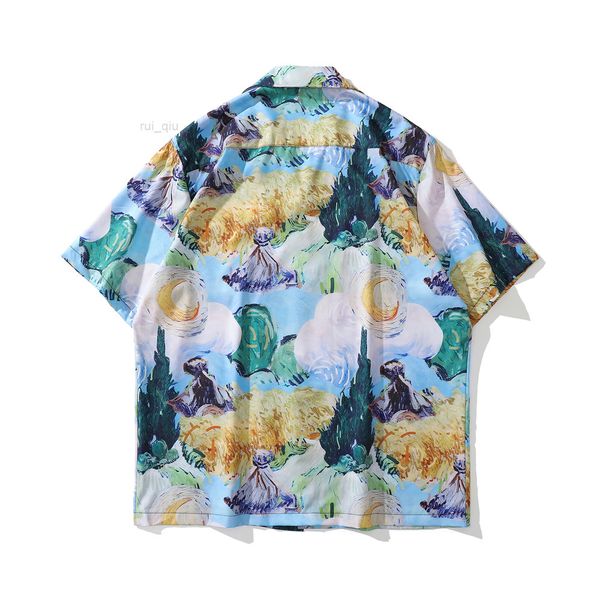 

printed front full pocket vintage men's shirts blouse, White;black