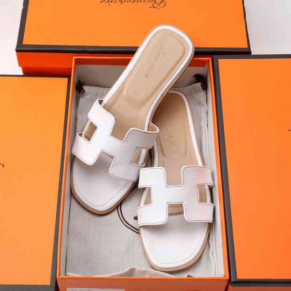 

herme ms slippers oran sandal slipper h summer flat bottomed wear leater beac one word msfo, Black