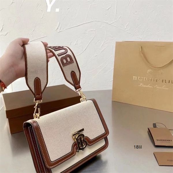 

designer burbrerys women handbags style versatile canvas small square bag fashion simple advanced pure color single shoulder crossbody lock