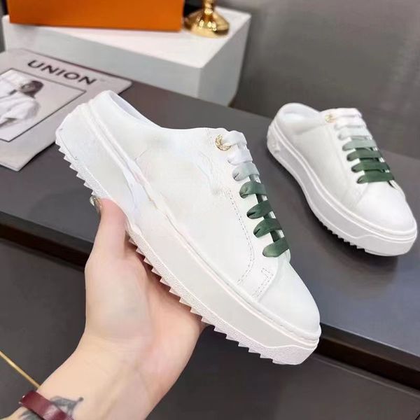 

2022 summer new baotou half drag small white shoes boots op35 for women to wear thick soles and casual shoes with one foot, Black