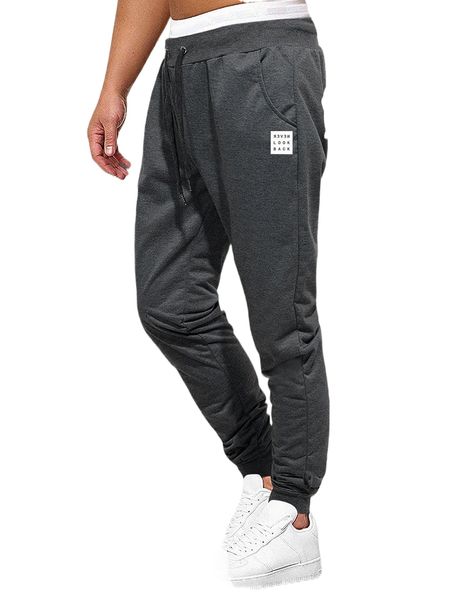 

men slogan graphic drawstring waist sweatpants w5r0#, Black