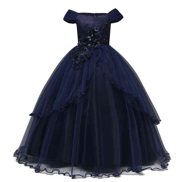 Vestidos de casamento para meninas, elegantes, flor, princesa, vestido longo, bebê, menina, natal, vestidos infantis, tamanho 6, 12, 14 anos