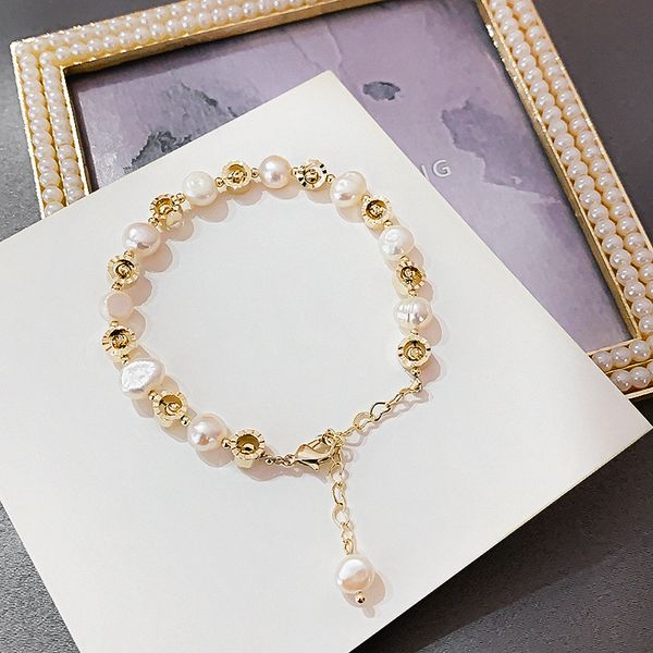 

korean style simple pearl bracelet link chain women's jewelry for gifts, Black