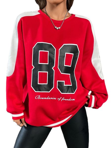 

letter graphic drop shoulder sweatshirt 79ht#, Black