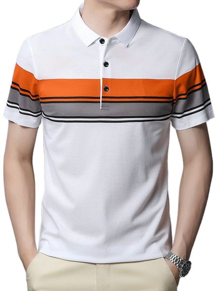 

men colorblock polo shirt l15t#, White;black
