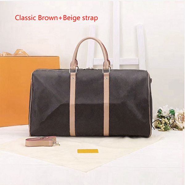 

designers duffel bags 45cm 55cm luxury large capacity travel sale women men genuine leather shoulder fashion bag carry rivets with lock head