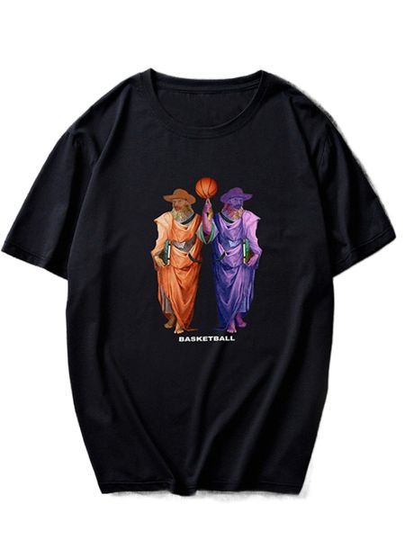 

men figure & letter graphic tee 594l#, White;black