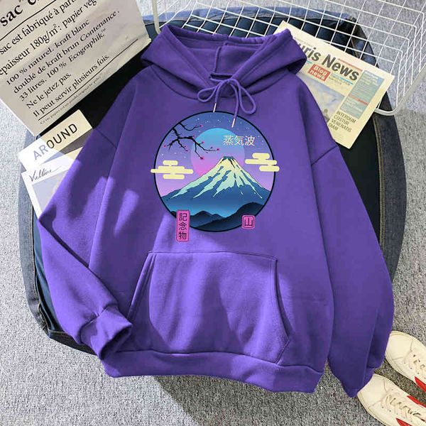 

mount fuji pattern hoodies japan landscape man pullover warm harajuku hoody for men street fashion punk mens hooded sweatshirt, Black