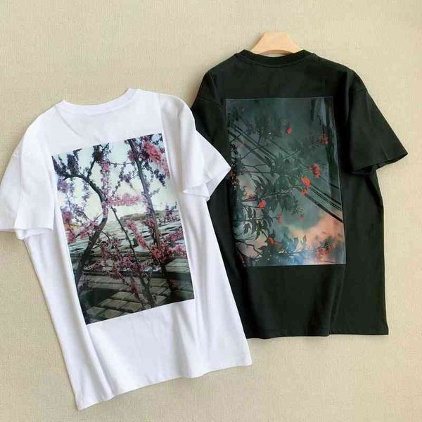 

floral printed t-shirt loose sleeve 2022 luxury brand fashion design sweatshirts, White;black